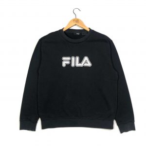 vintage clothing fila black embroidered spell out logo sweatshirt