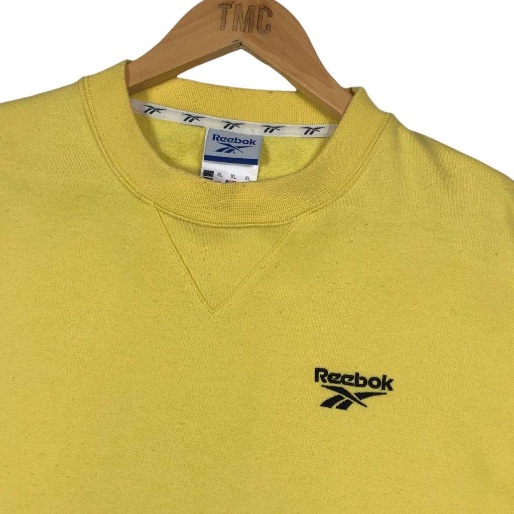vintage clothing reebok branded yellow sweatshirt