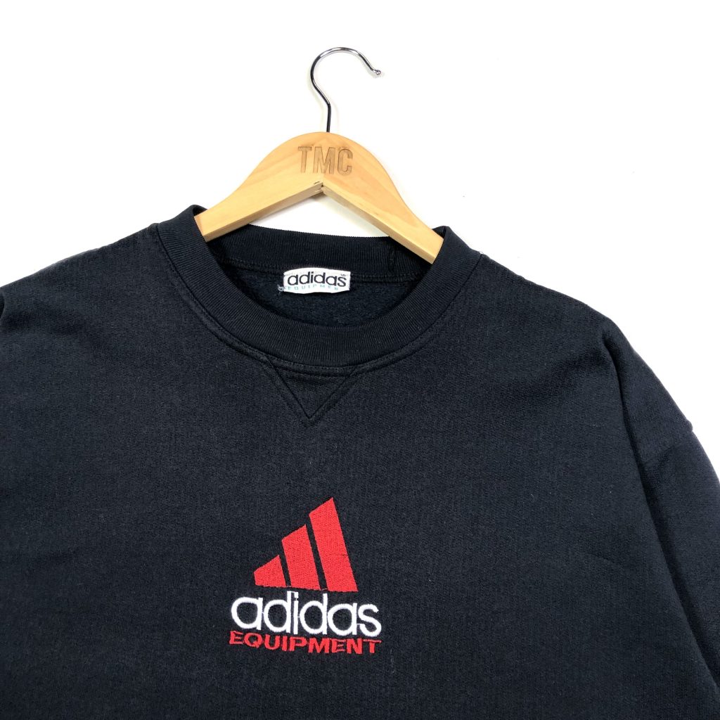 vintage clothing adidas equipment navy sweatshirt with red centre logo