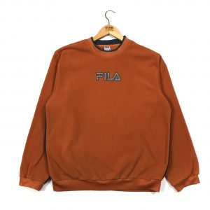 vintage clothing fila orange fleece sweatshirt with reflective logo