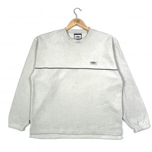 vintage clothing umbro beige sherpa fleece sweatshirt with embroidered small logo