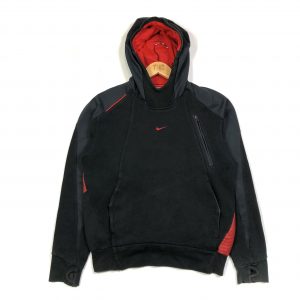 vintage nike black centre swoosh logo hoodie with printed back