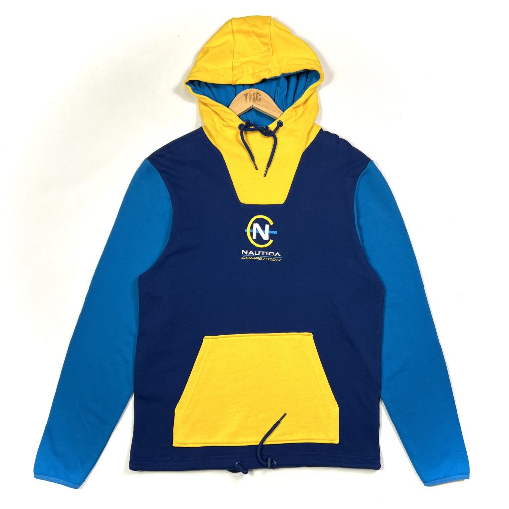 vintage clothing nautical block colour blue hoodie