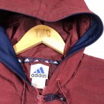vvintage clothing 90s adidas pull over burgundy hooded waterproof jacket