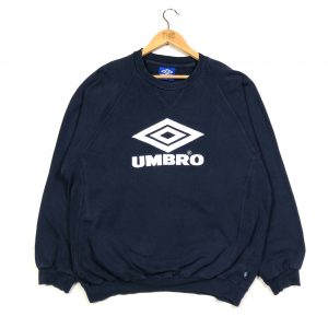 vintage umbro navy sweatshirt with embroidered spell out logo
