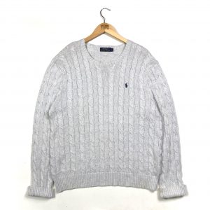 vintage clothing ralph lauren grey cable knit jumper