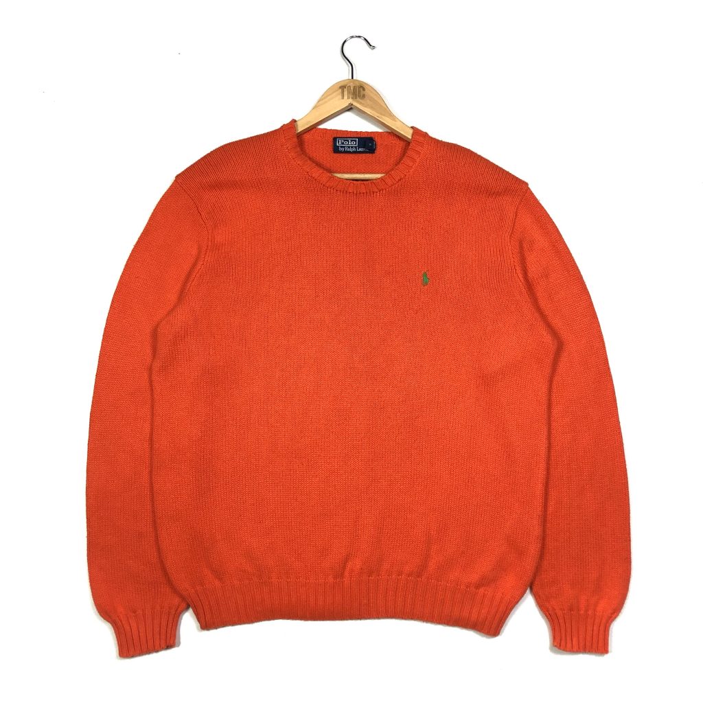 vintage clothing ralph lauren orange knitted jumper