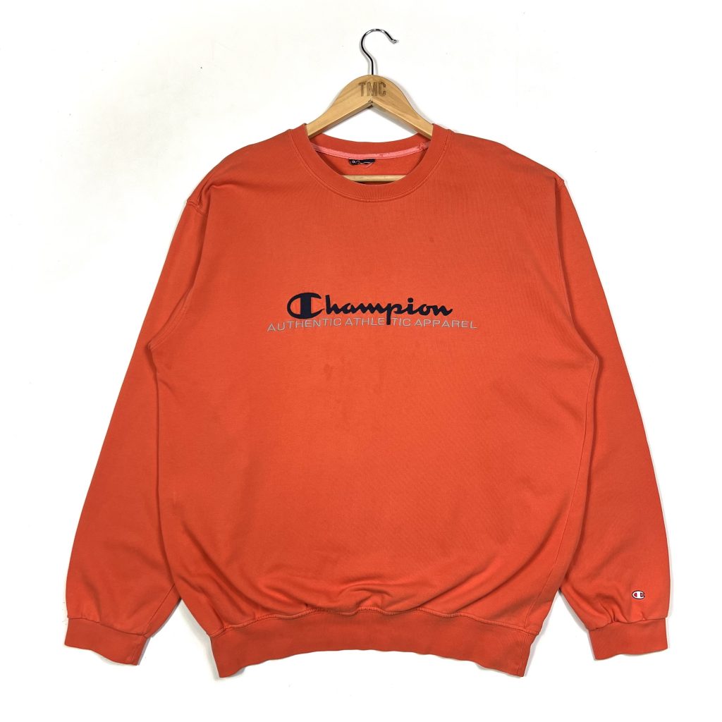 Fruit groente Verrijken atoom Champion Spell Out Sweatshirt - Orange - XL - TMC Vintage Clothing
