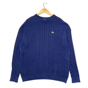 vintage clothing lacoste navy navy cable knit jumper