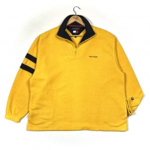 vintage clothing tommy hilfiger yellow quarter-zip fleece