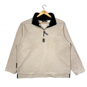vintage clothing beige timberland essential logo quarter-zip fleece