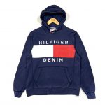 vintage clothing tommy hilfiger navy big logo hoodie