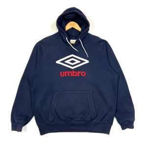 vintage umbro big embroidered logo navy hoodie