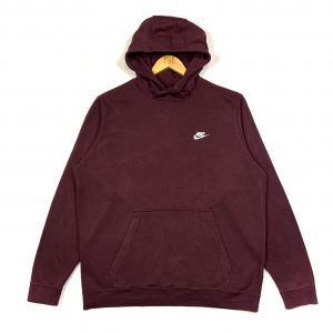 nike burgundy embroidered logo vintage essentials hoodie