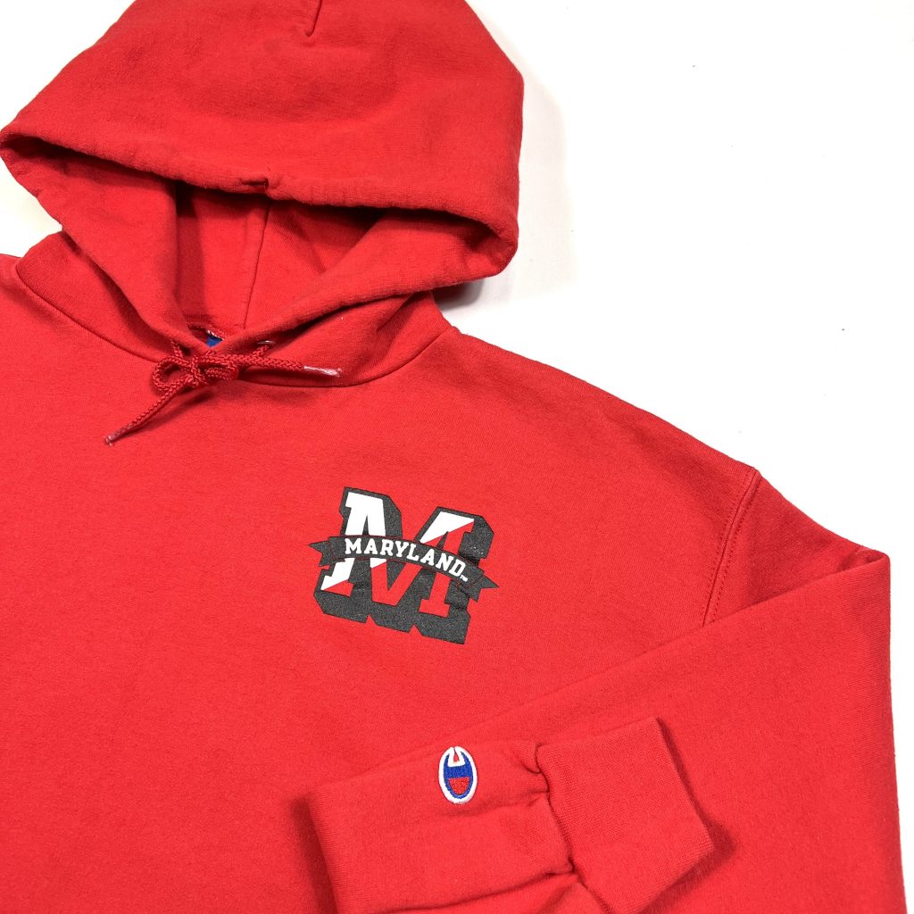 usa champion red maryland printed back vintage hoodie