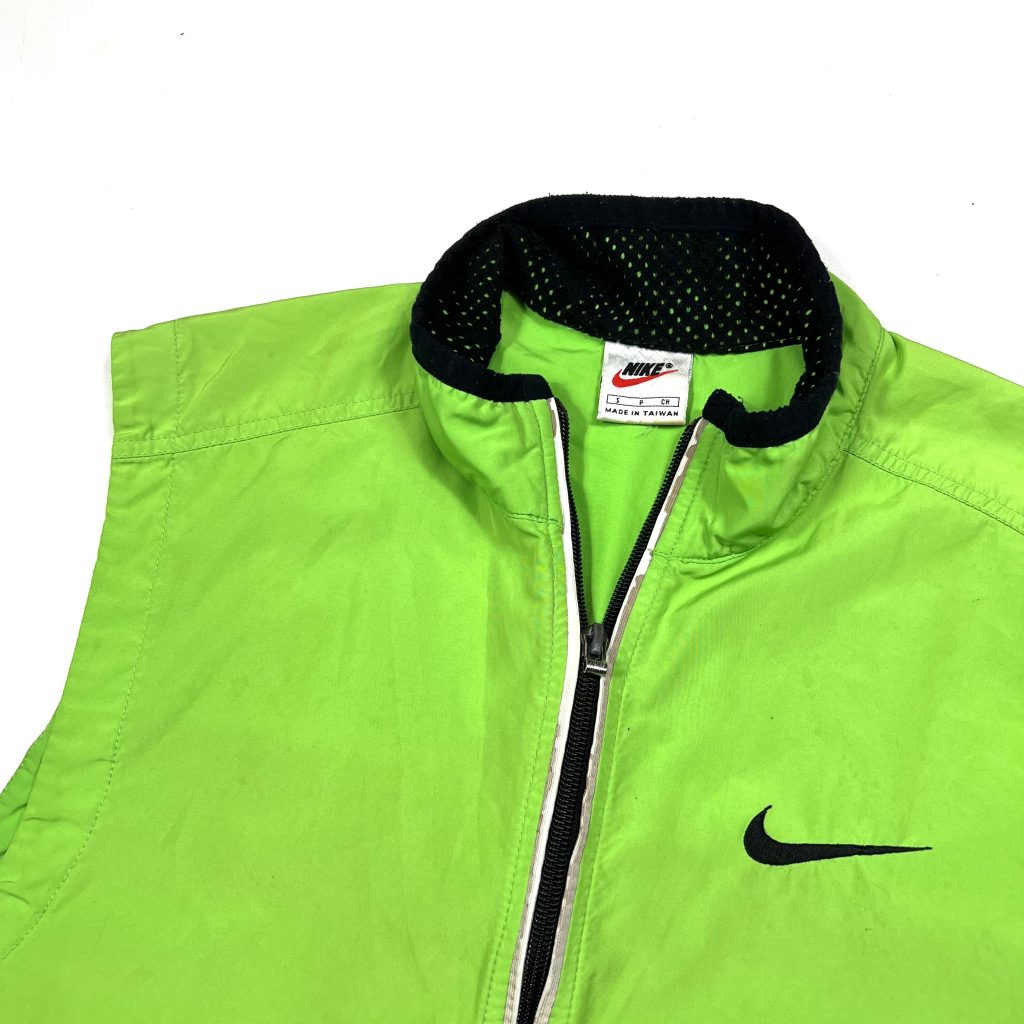 vintage nike green zip-up lightweight gilet with swoosh logo