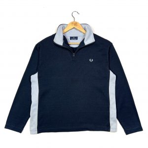 vintage clothing fred perry navy quarter-zip sweatshirt