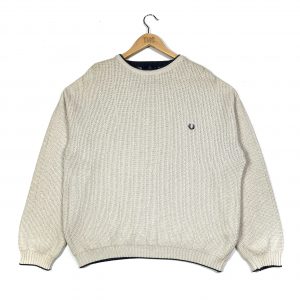 vintage fred perry beige essential logo knitted jumper