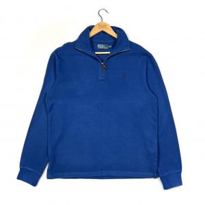 vintage ralph lauren bright blue quarter-zip sweatshirt