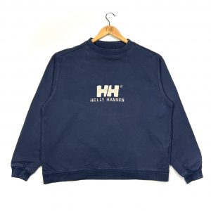 helly hansen navy embroidered spell out logo vintage sweatshirt