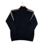 vintage adidas black quarter-zip ribbed knitted jumper with 3-stripes sleeves