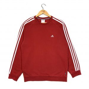 adidas red 3-stripes sleeves and embroidered logo vintage sweatshirt