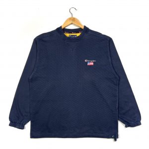 usa champion embroidered american flag navy vintage sweatshirt