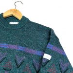 vintage 90s adidas green patterned knit jumper