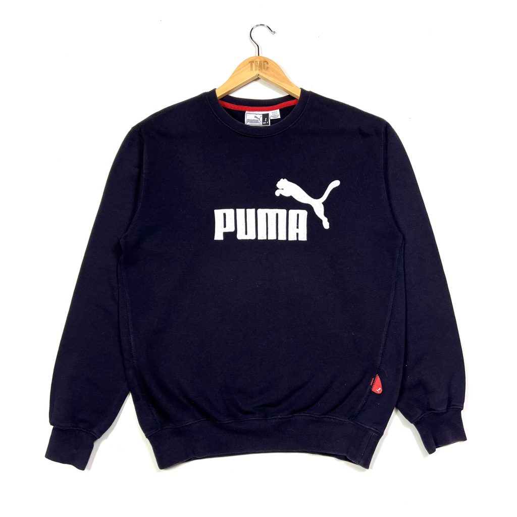 puma embroidered logo navy oversized sweatshirt