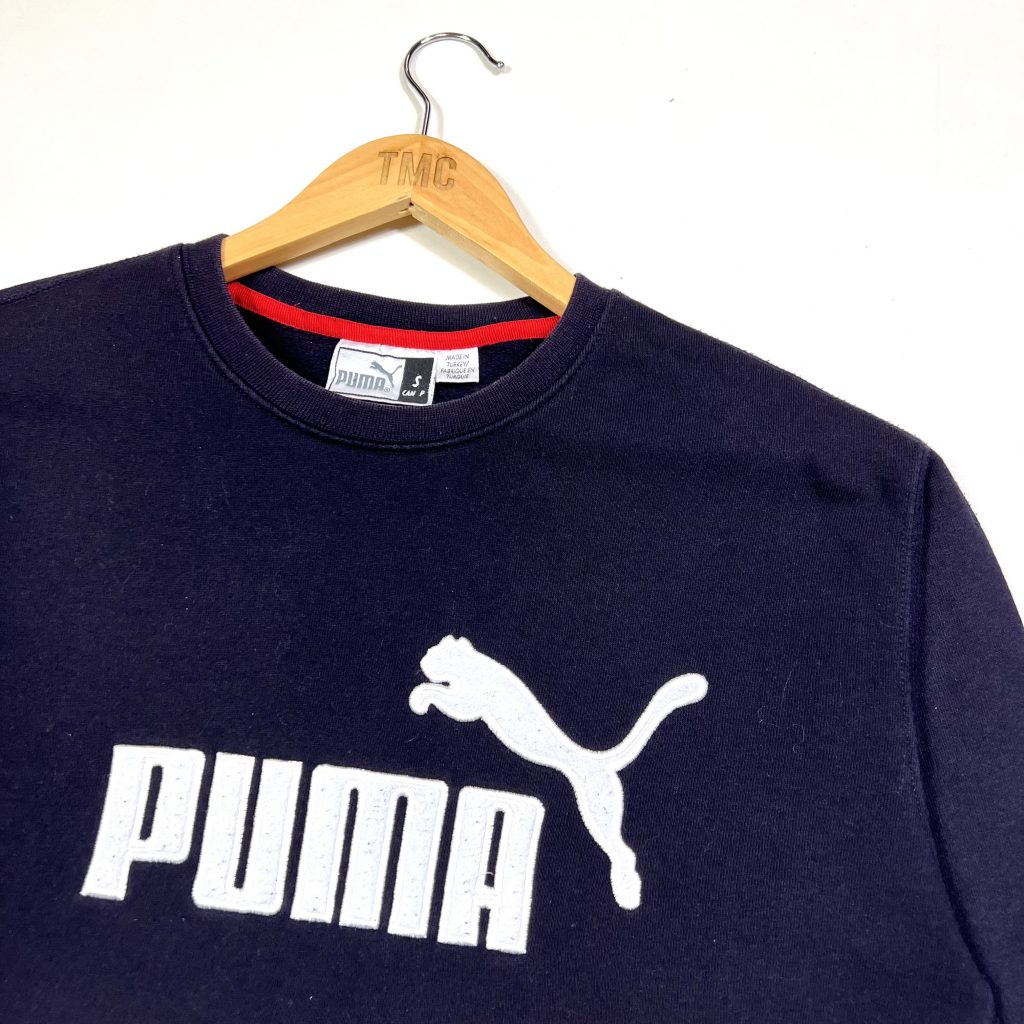 puma embroidered logo navy oversized sweatshirt
