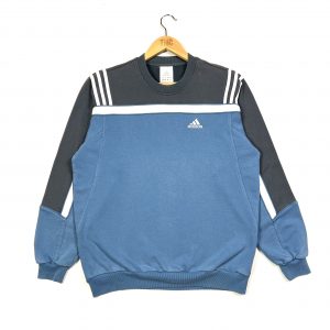 adidas blue embroidered logo 3-stripes vintage sweatshirt
