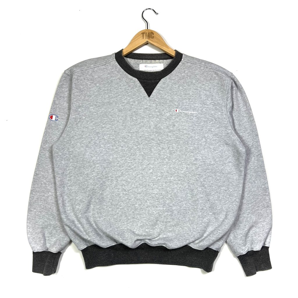 champion grey embroidered essential logo vintage sweatshirt