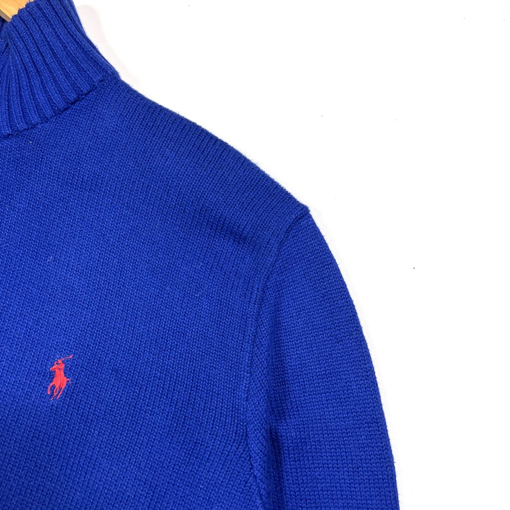 vintage clothing ralph lauren blue quarter-zip knit jumper