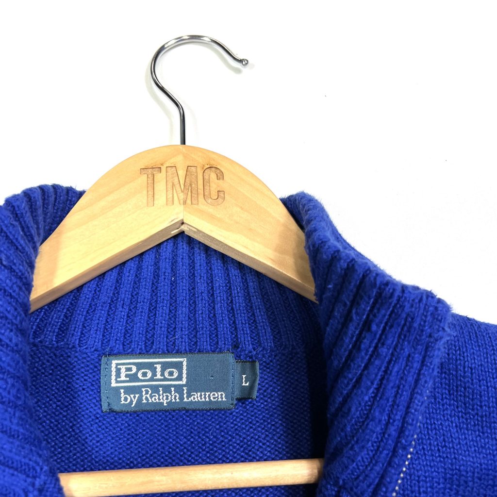 vintage clothing ralph lauren blue quarter-zip knit jumper