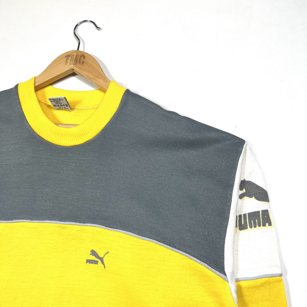 puma yellow embroidered logo vintage sweatshirt