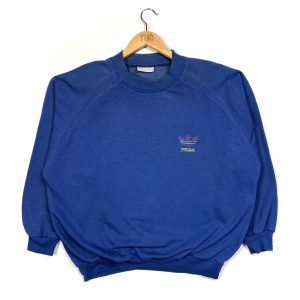 blue adidas 90’s trefoil logo vintage sweatshirt