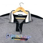 vintage dunlop motorsport grey quarter-zip sweatshirt with tape logo sleeves
