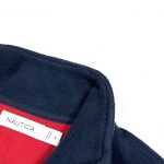 navy nautica branded quarter-zip fleece with embroidered spell out logo