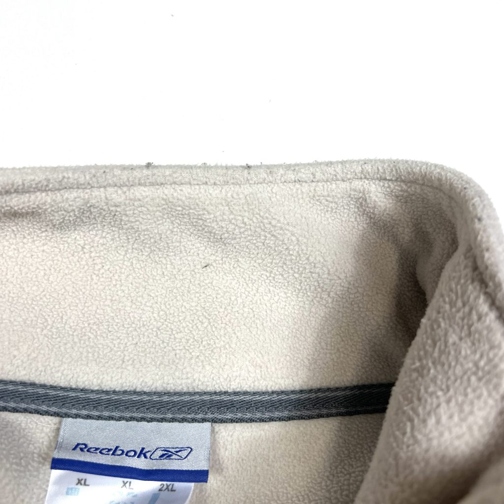 reebok vintage cream quarter-zip fleece with small embroidered logo