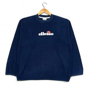 vintage ellesse embroidered centre logo navy fleece sweatshirt