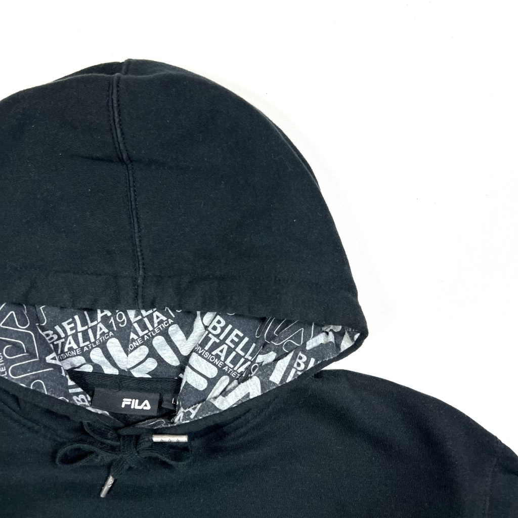 fila black vintage hoodie with embroidered fila italia logo
