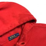 vintage ralph lauren polo red hoodie with patch spell out logo