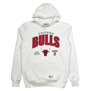 nba team chicago bulls white hoodie with red spell out