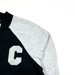 vintage champion grey and black jersey bomber jacket with big c logo