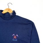 adidas embroidered trefoil logo navy roll neck sweatshirt