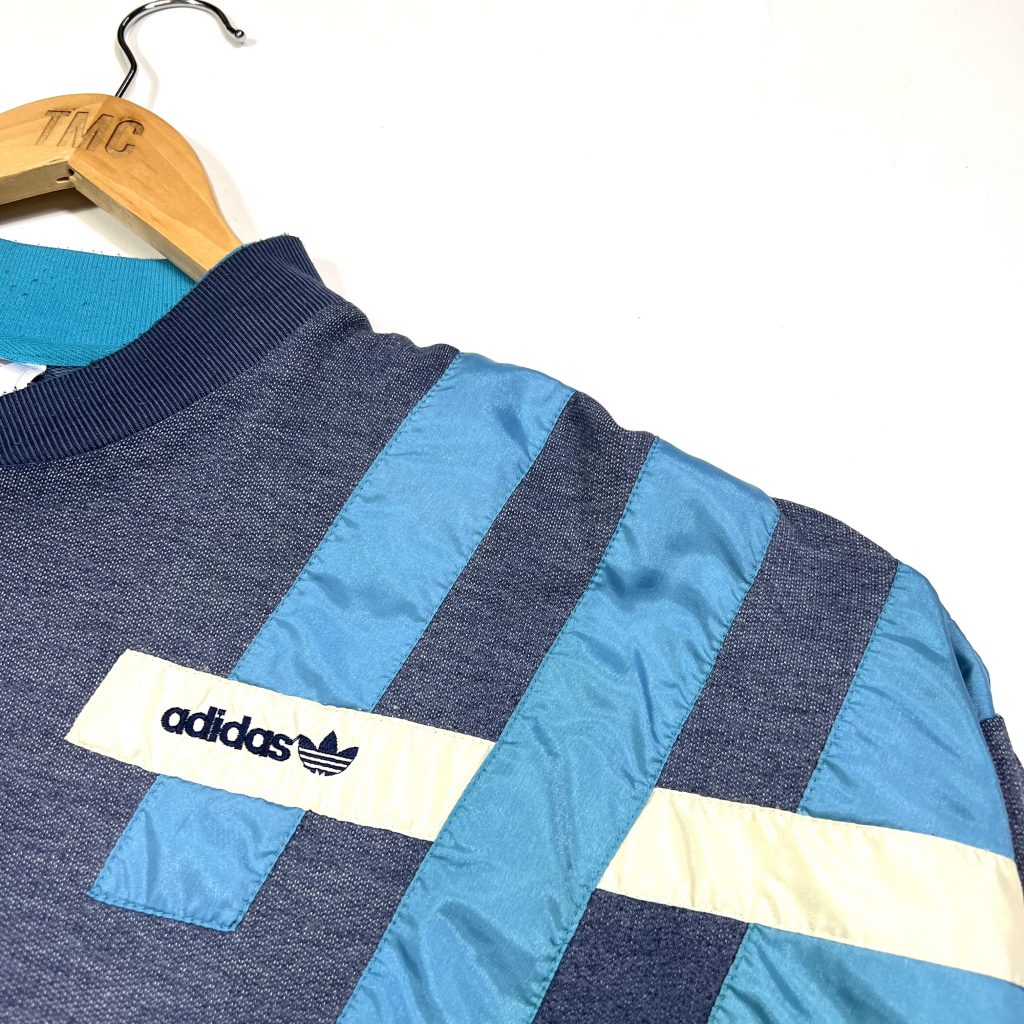 90s adidas blue miniature trefoil logo vintage sweatshirt