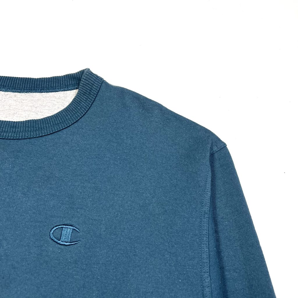 champion teal vintage sweatshirt with embroidered c logo