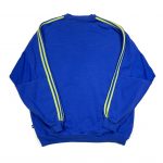 blue adidas vintage essentials sweatshirt with green 3-stripes sleeves