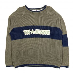 tommy hilfiger khaki vintage knit ribbed jumper with embroidered logo