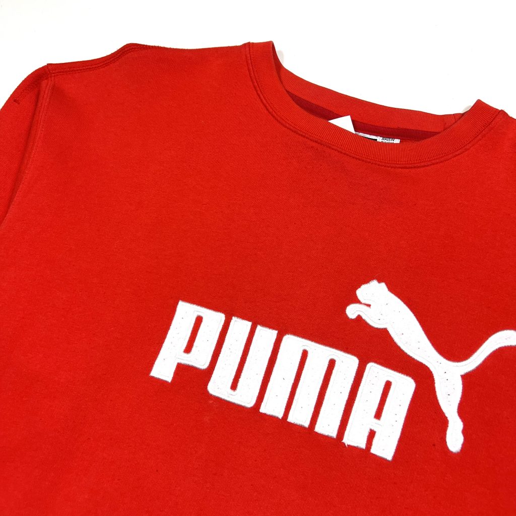 puma red vintage sweatshirt with embroidered big logo